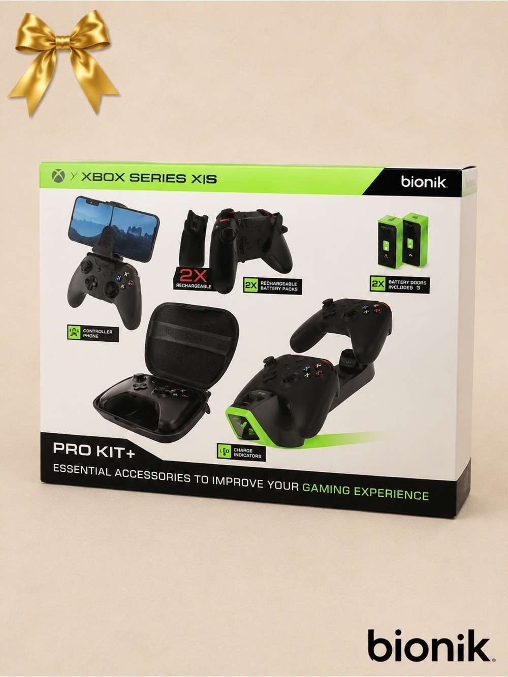 Xbox Series XS Bionik Controller Charging Station Black Green NEW cm
